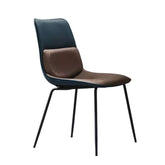 Set of 2 modern blue PU leather dining chairs with carbon steel legs
